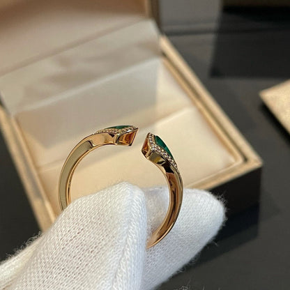 [Glow Jewelry]DREAM MALACHITE DIAMOND OPEN RING