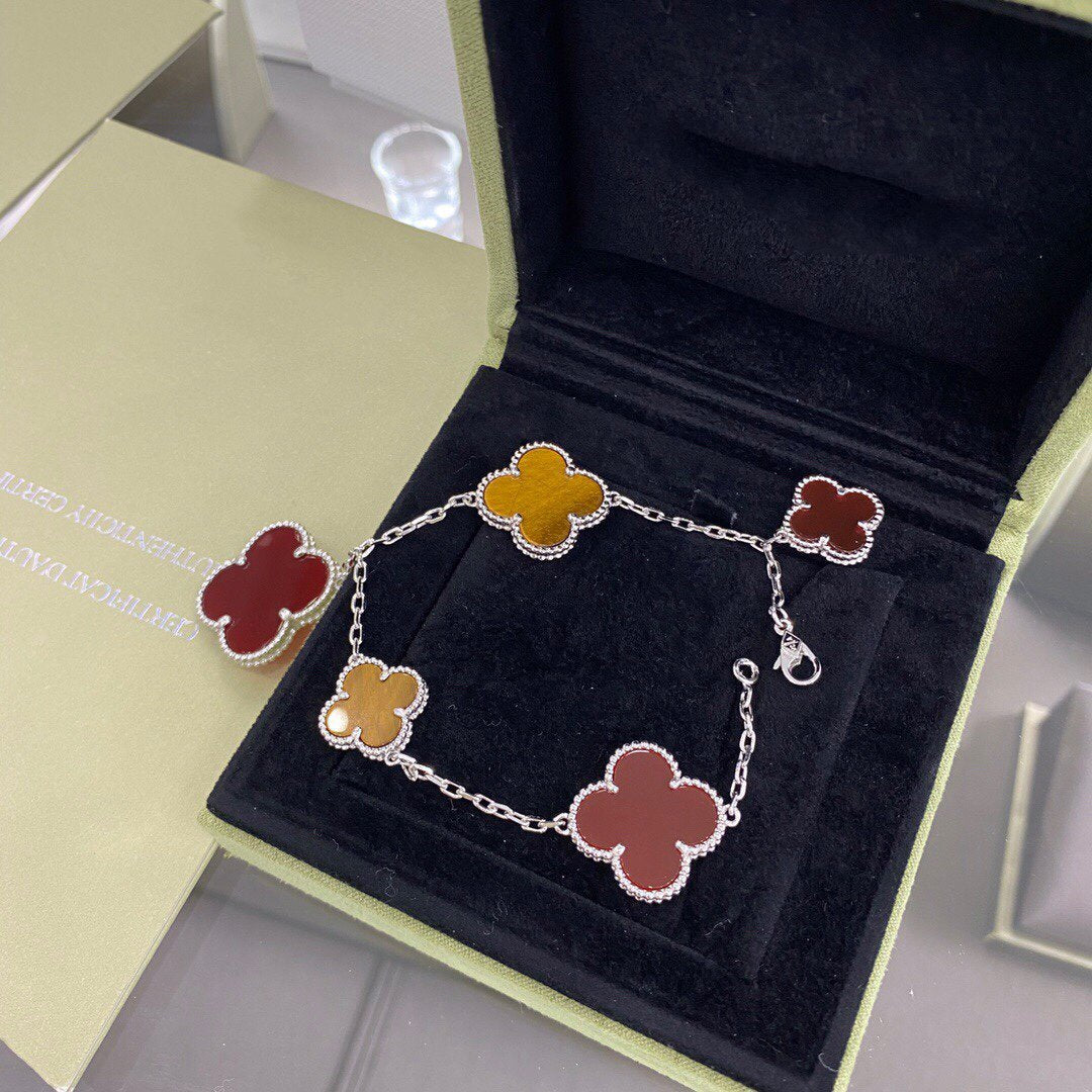 „Glow Jewelry“ KLEE 5 MOTIVE SILBER KARNEOL TIGERAUGE ARMBAND