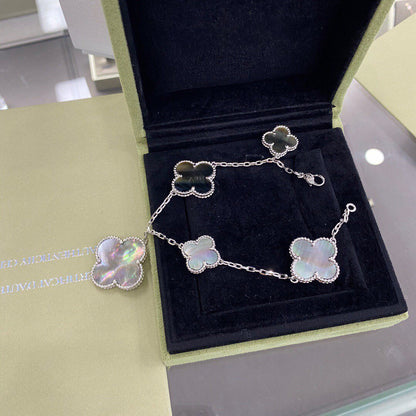 ¡®Glow Jewelry¡¯CLOVER 5 MOTIFS SILBER DUNKEL MOP ARMBAND