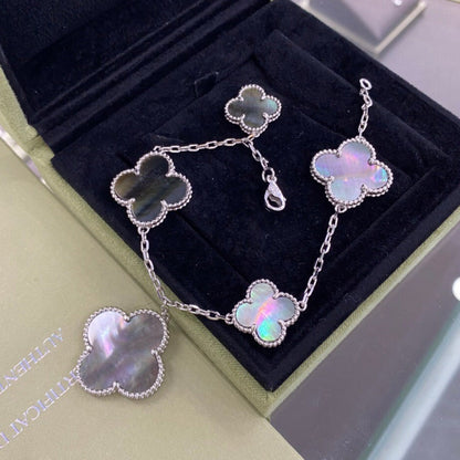 ¡®Glow Jewelry¡¯CLOVER 5 MOTIFS SILBER DUNKEL MOP ARMBAND