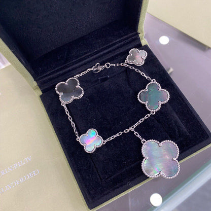 ¡®Glow Jewelry¡¯CLOVER 5 MOTIFS SILBER DUNKEL MOP ARMBAND