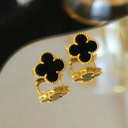 „Glow Jewelry“ Mittelgroße „Clover“ Ohrstecker mit 1 Motiv und Onyx