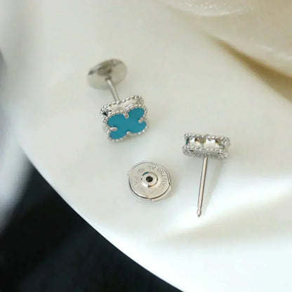 ¡®Glow Jewelry¡¯CLOVER MINI 9.5MM ONYX STUD EARRINGS SILVER