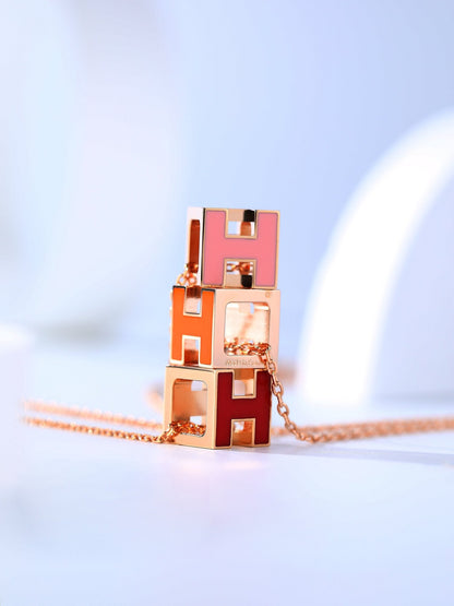 [Glow Jewelry]H CAGE PINK GOLD NECKLACE