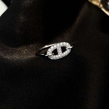 „Glow Jewelry“ RONDE KLEINER SILBERNER DIAMANTENRING