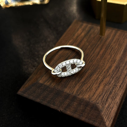 „Glow Jewelry“ RONDE KLEINER SILBERNER DIAMANTENRING