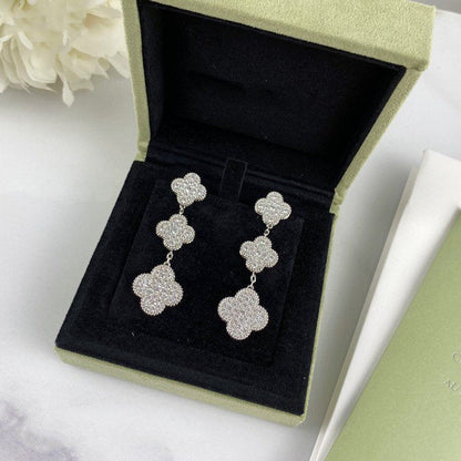 ¡®Glow Jewelry¡¯CLOVER 3 MOTIF DIAMOND SILVER DROP EARRINGS