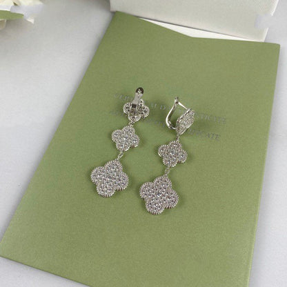 ¡®Glow Jewelry¡¯CLOVER 3 MOTIF DIAMOND SILVER DROP EARRINGS