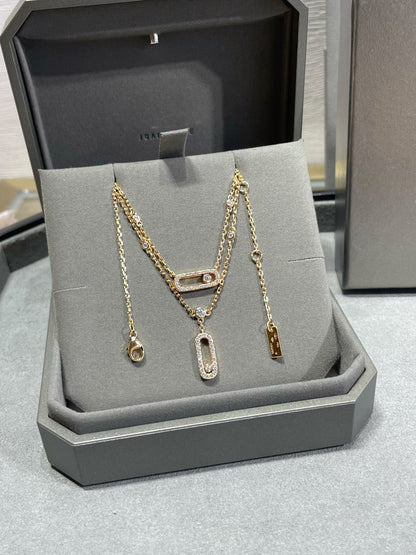 [Glow Jewelry]MOVE 2 ROW DIAMOND NECKLACE