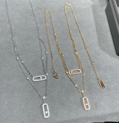 [Glow Jewelry]MOVE 2 ROW DIAMOND NECKLACE