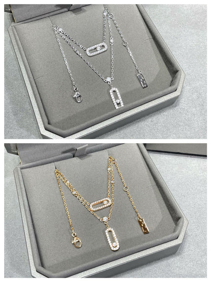 [Glow Jewelry]MOVE 2 ROW DIAMOND NECKLACE
