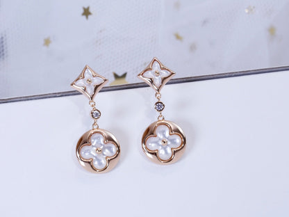 [Glow Jewelry]STAR AND SUN PINK GOLD MOP DROP EARRINGS