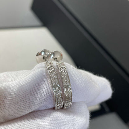 ¡®Glow Jewelry¡¯LOVE DIAMOND SILVER HOOP EARRINGS