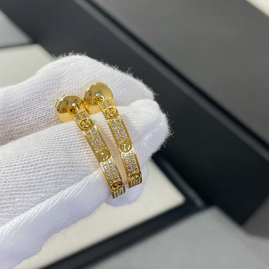 „Glow Jewelry“ LOVE DIAMOND GOLD HOOP EARRINGS
