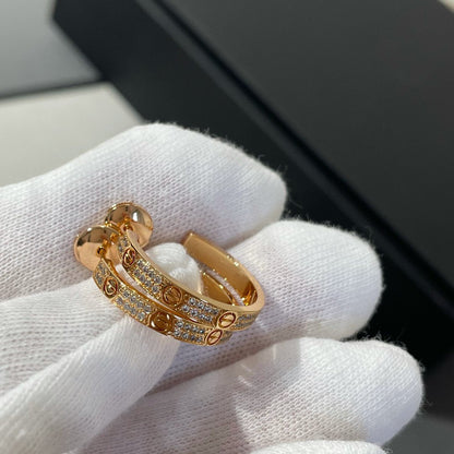 [Glow Jewelry]LOVE DIAMOND PINK GOLD HOOP EARRINGS
