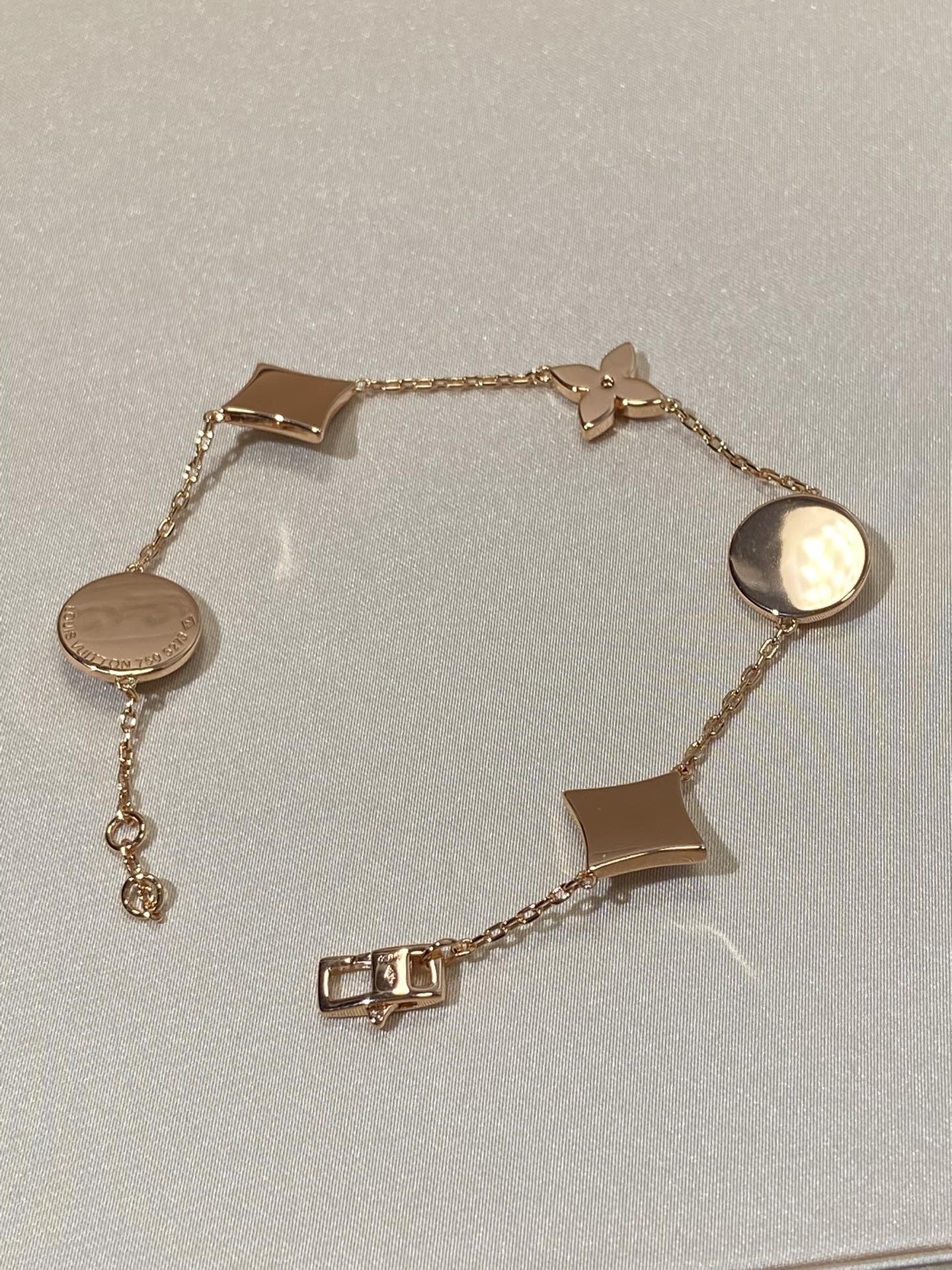 [Glow Jewelry]STAR AND SUN 5 MOTIF MOP PINK GOLD BRACELET