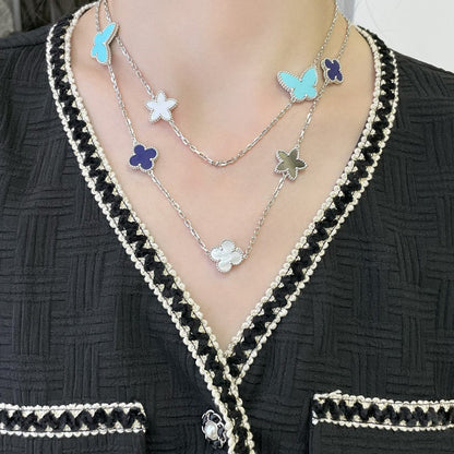 Glow Jewelry Glücksklee Silber 11-Motiv-Halskette