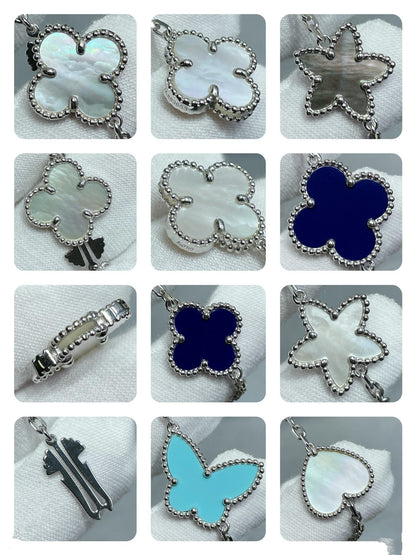 Glow Jewelry Glücksklee Silber 11-Motiv-Halskette