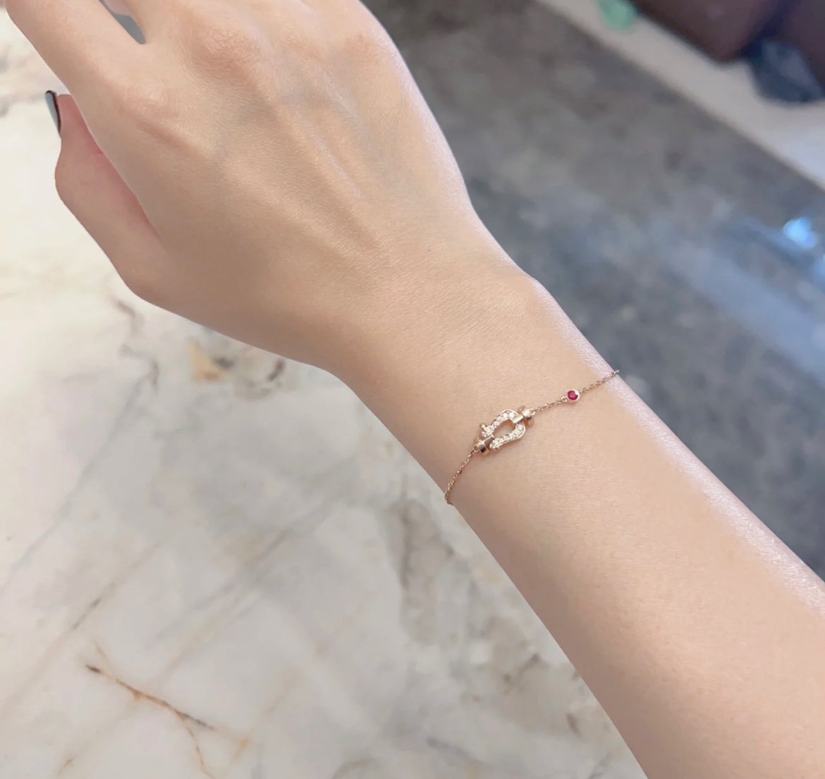 [Glow Jewelry]FORCE 10 DIAMOND CHAIN LINK PINK GOLD BRACELET
