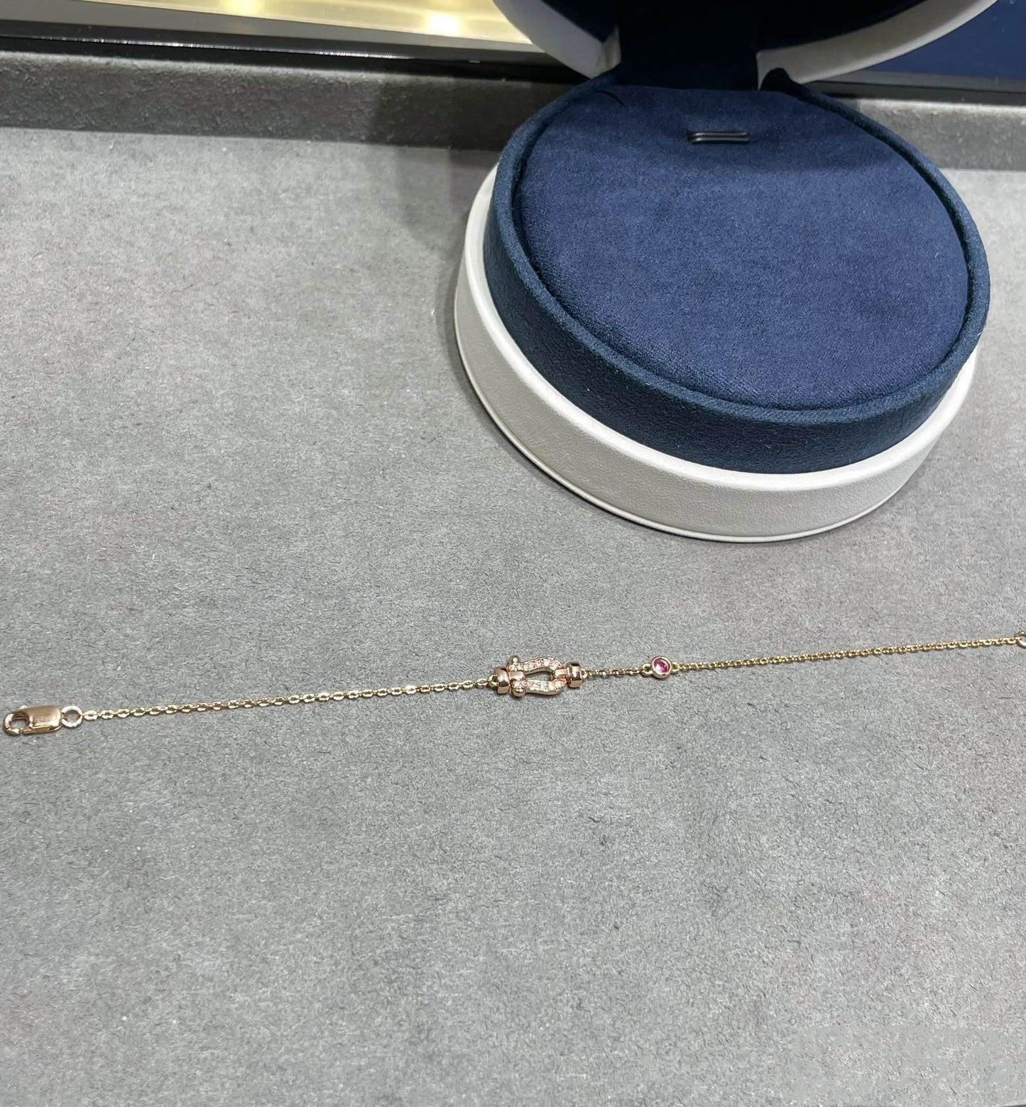 [Glow Jewelry]FORCE 10 DIAMOND CHAIN LINK PINK GOLD BRACELET