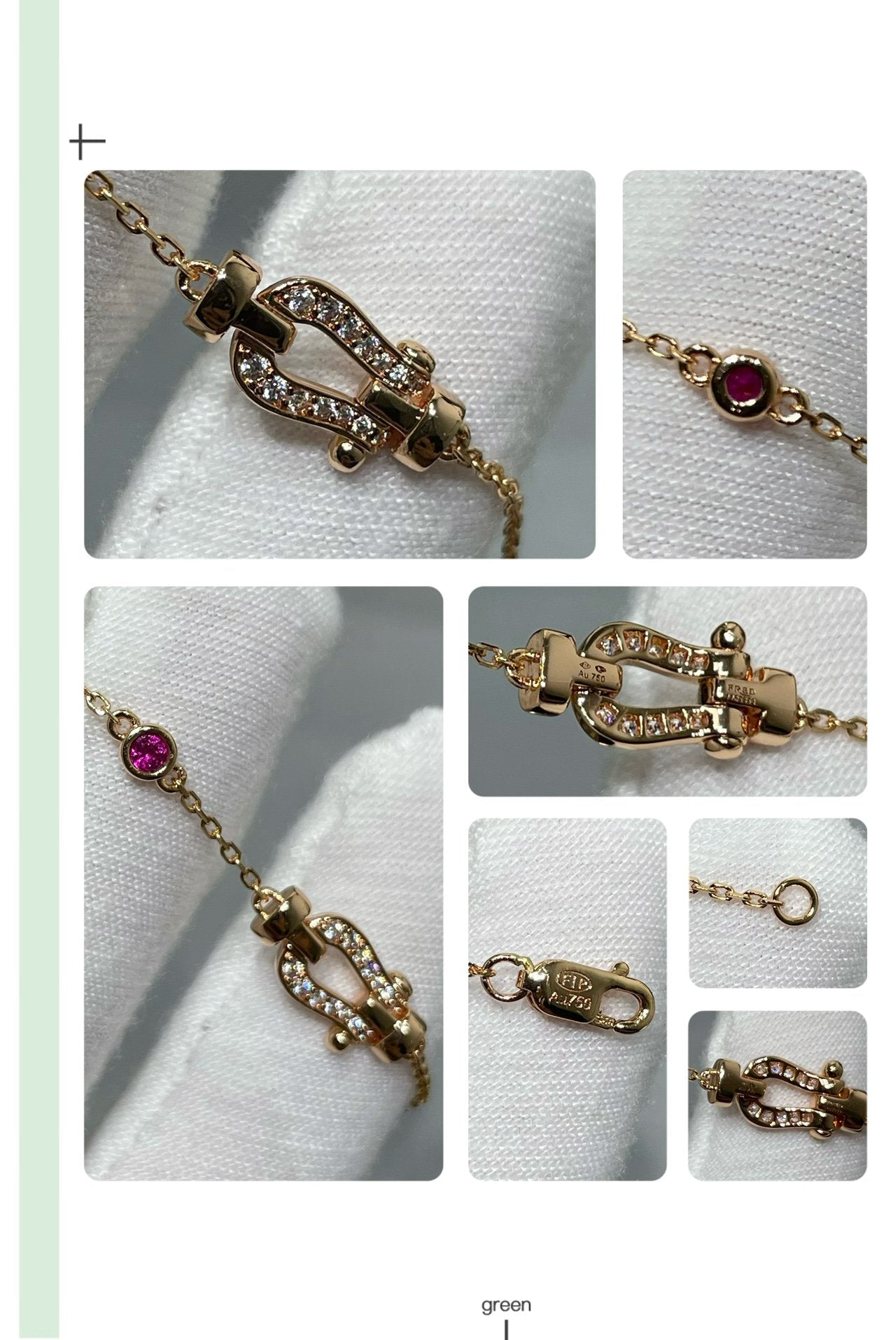 [Glow Jewelry]FORCE 10 DIAMOND CHAIN LINK PINK GOLD BRACELET
