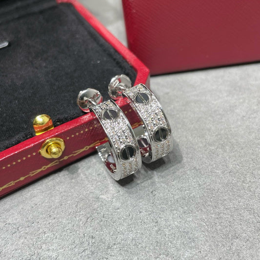 ®Glow Jewelry® LOVE KERAMIK DIAMANT PAVÉ SILBER OHRRINGE