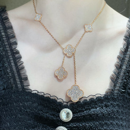 CLOVER 6 MOTIV HALSKETTE MIT DIAMANTEN-PAVÉ