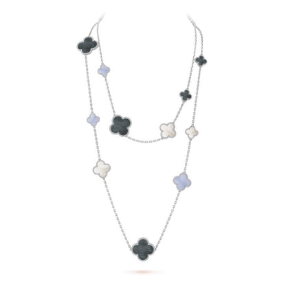 „Glow Jewelry“ KLEE 16 MOTIV CHALCEDON MOP SILBER HALSKETTE