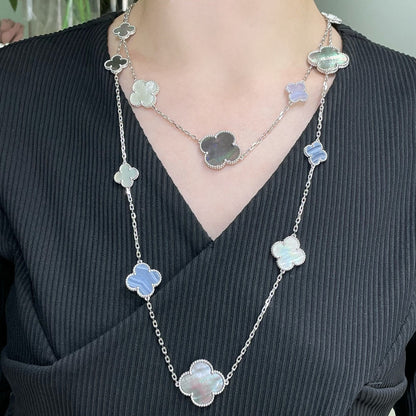 „Glow Jewelry“ KLEE 16 MOTIV CHALCEDON MOP SILBER HALSKETTE