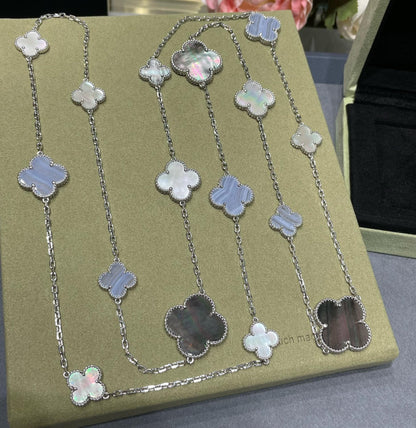 „Glow Jewelry“ KLEE 16 MOTIV CHALCEDON MOP SILBER HALSKETTE