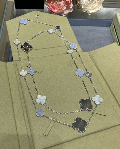 „Glow Jewelry“ KLEE 16 MOTIV CHALCEDON MOP SILBER HALSKETTE