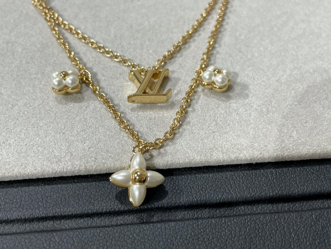 Glow JewelryFLOWERGRAM GOLD MOP DOPPELREIHIGE HALSKETTE