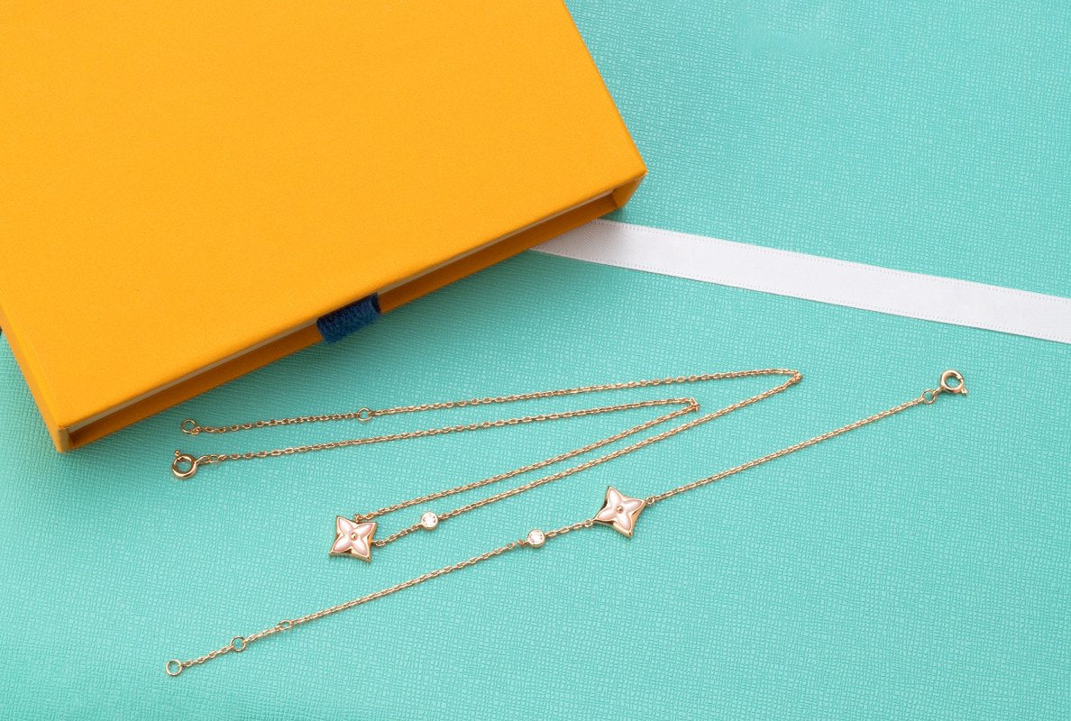 ¡®Glow Jewelry¡¯ STAR PINK MOP 1 DIAMANT ROSÉGOLD-HALSKETTE