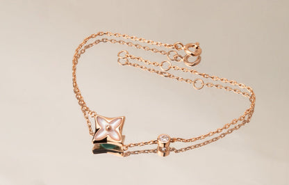 ¡®Glow Jewelry¡¯ STAR PINK MOP 1 DIAMANT ROSÉGOLD-HALSKETTE