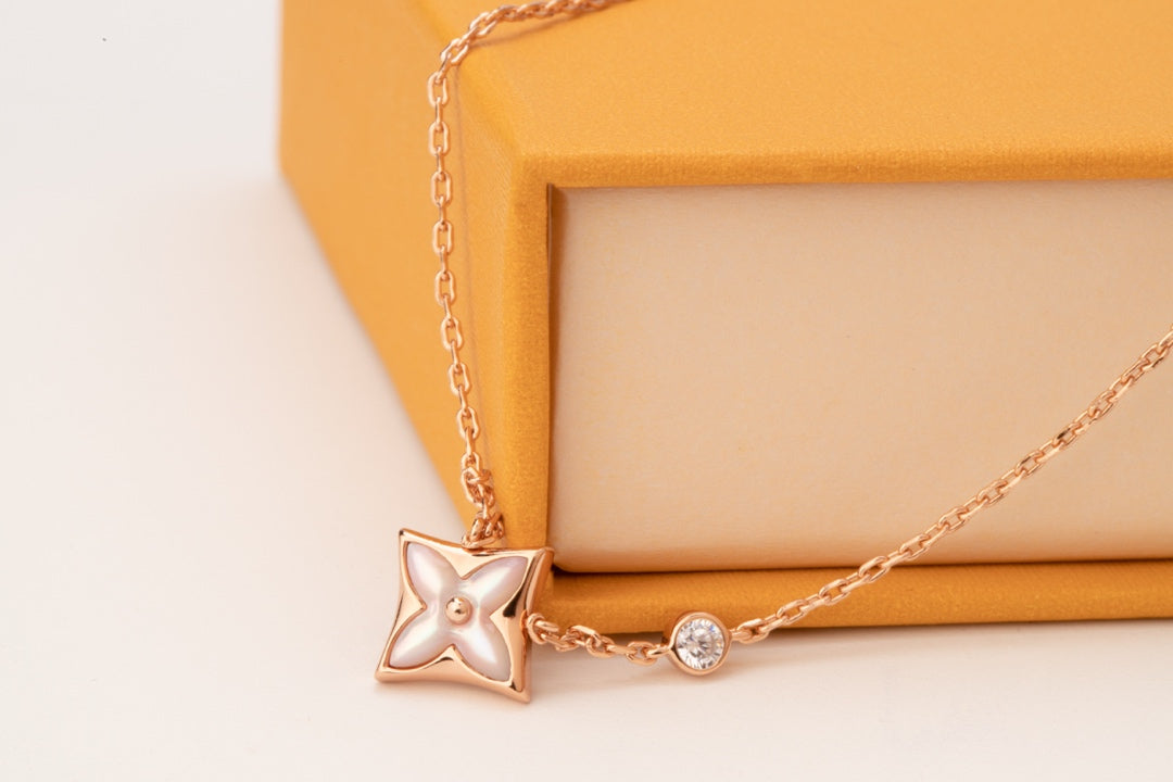¡®Glow Jewelry¡¯ STAR PINK MOP 1 DIAMANT ROSÉGOLD-HALSKETTE