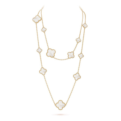 ¡®Glow Jewelry¡¯CLOVER 16 MOTIF WHITE MOP GOLD HALSKETTE