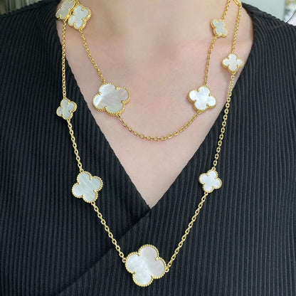¡®Glow Jewelry¡¯CLOVER 16 MOTIF WHITE MOP GOLD HALSKETTE