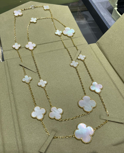 ¡®Glow Jewelry¡¯CLOVER 16 MOTIF WHITE MOP GOLD HALSKETTE