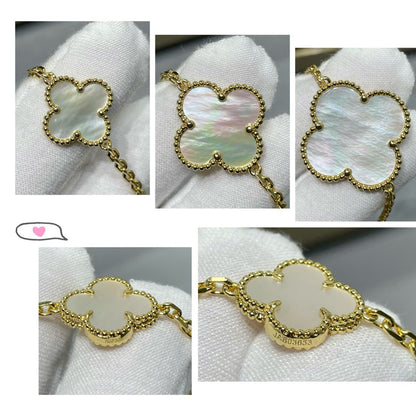 ¡®Glow Jewelry¡¯CLOVER 16 MOTIF WHITE MOP GOLD HALSKETTE