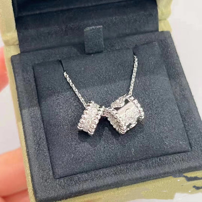 „Glow Jewelry“ PERLEE DOPPELTER ANHÄNGER SILBERNE DIAMANT-HALSKETTE