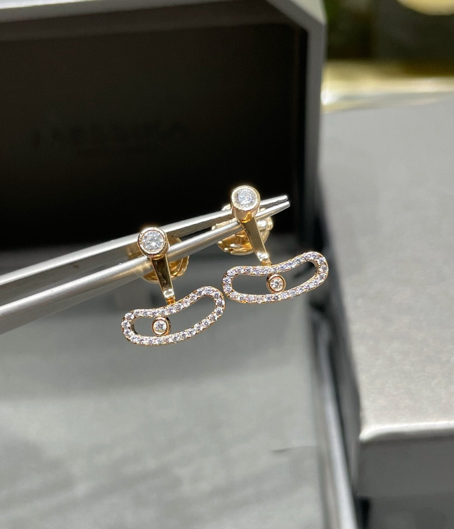 [Glow Jewelry]MOVE UNO PINK GOLD DIAMOND EARRINGS
