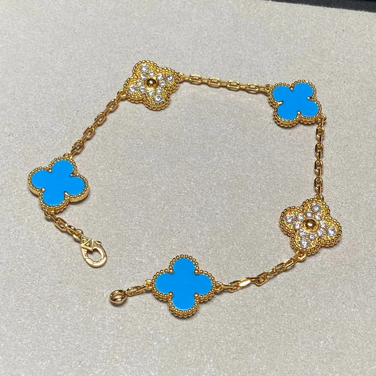 [Glow Jewelry]Neue Kollektion: Kleeblatt 5 Motive Blau Achat Armband