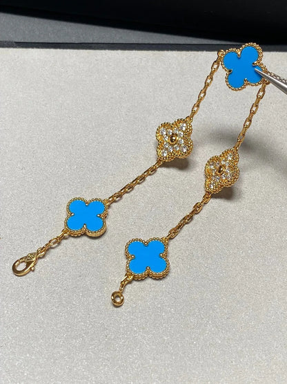 [Glow Jewelry]Neue Kollektion: Kleeblatt 5 Motive Blau Achat Armband