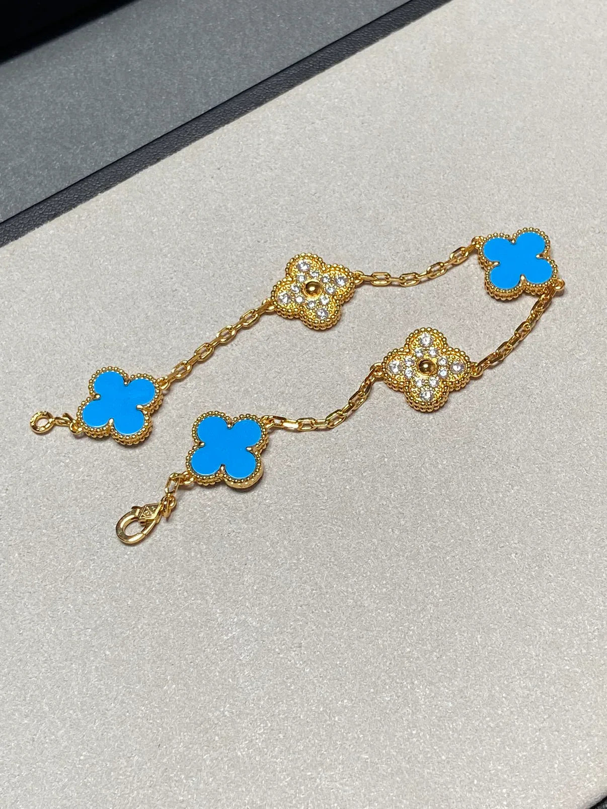 [Glow Jewelry]Neue Kollektion: Kleeblatt 5 Motive Blau Achat Armband