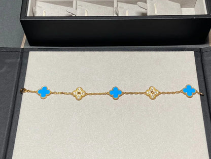 [Glow Jewelry]Neue Kollektion: Kleeblatt 5 Motive Blau Achat Armband