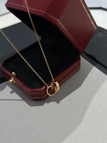 [Glow Jewelry]LOVE NECKLACE DOUBLE RING PINK GOLD
