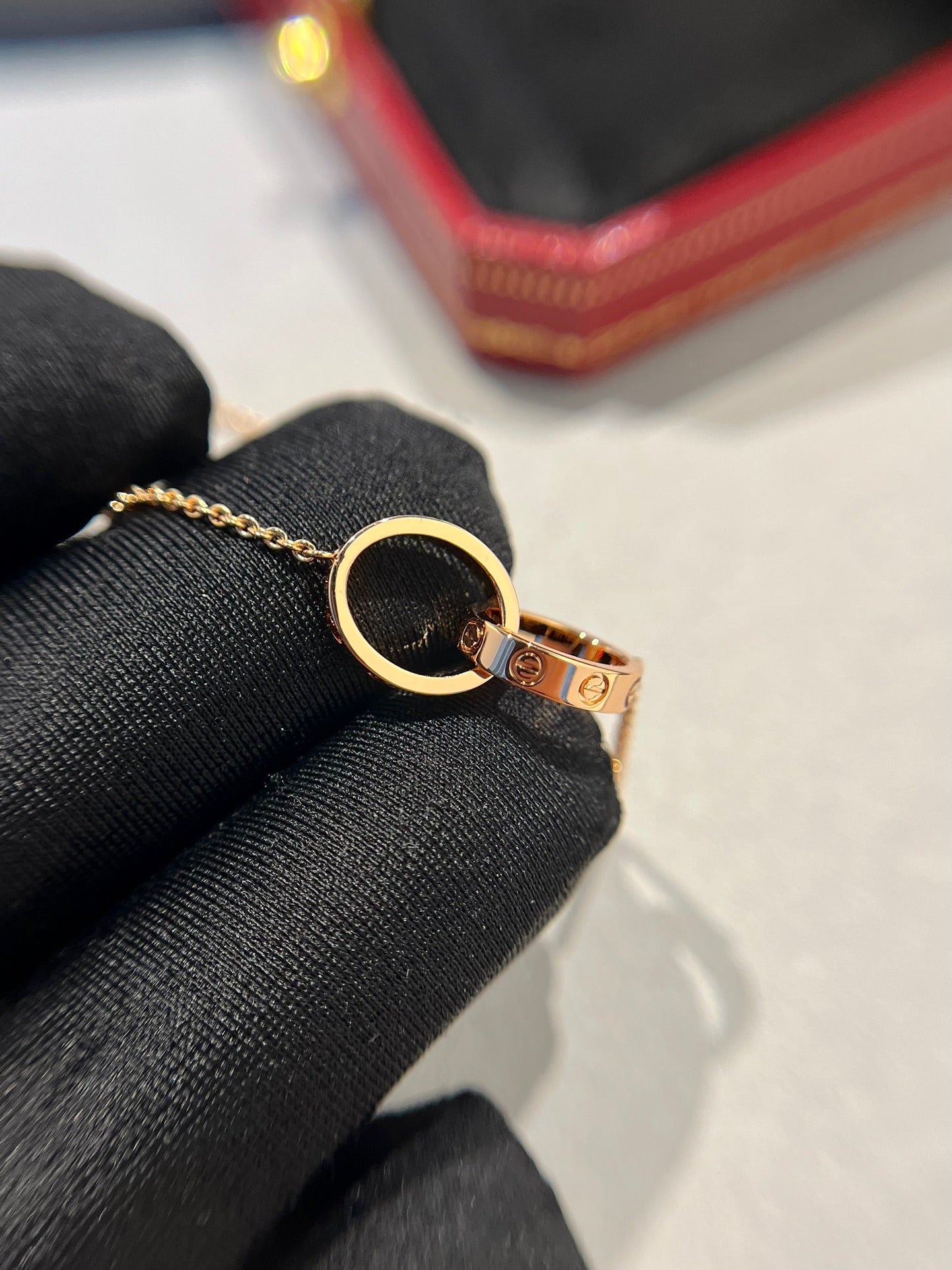 ¡®Glow Jewelry¡¯LOVE NECKLACE DOUBLE RING PINK GOLD