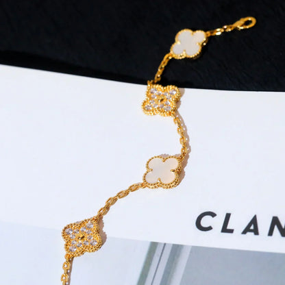 [Glow Jewelry]Neue KOLLEKTION CLOVER WHITE PEARL MOP 5 MOTIV ARMBÄNDER