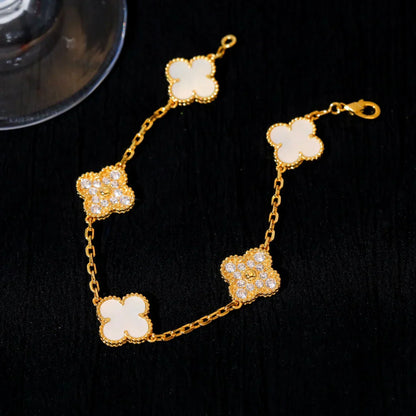 [Glow Jewelry]Neue KOLLEKTION CLOVER WHITE PEARL MOP 5 MOTIV ARMBÄNDER