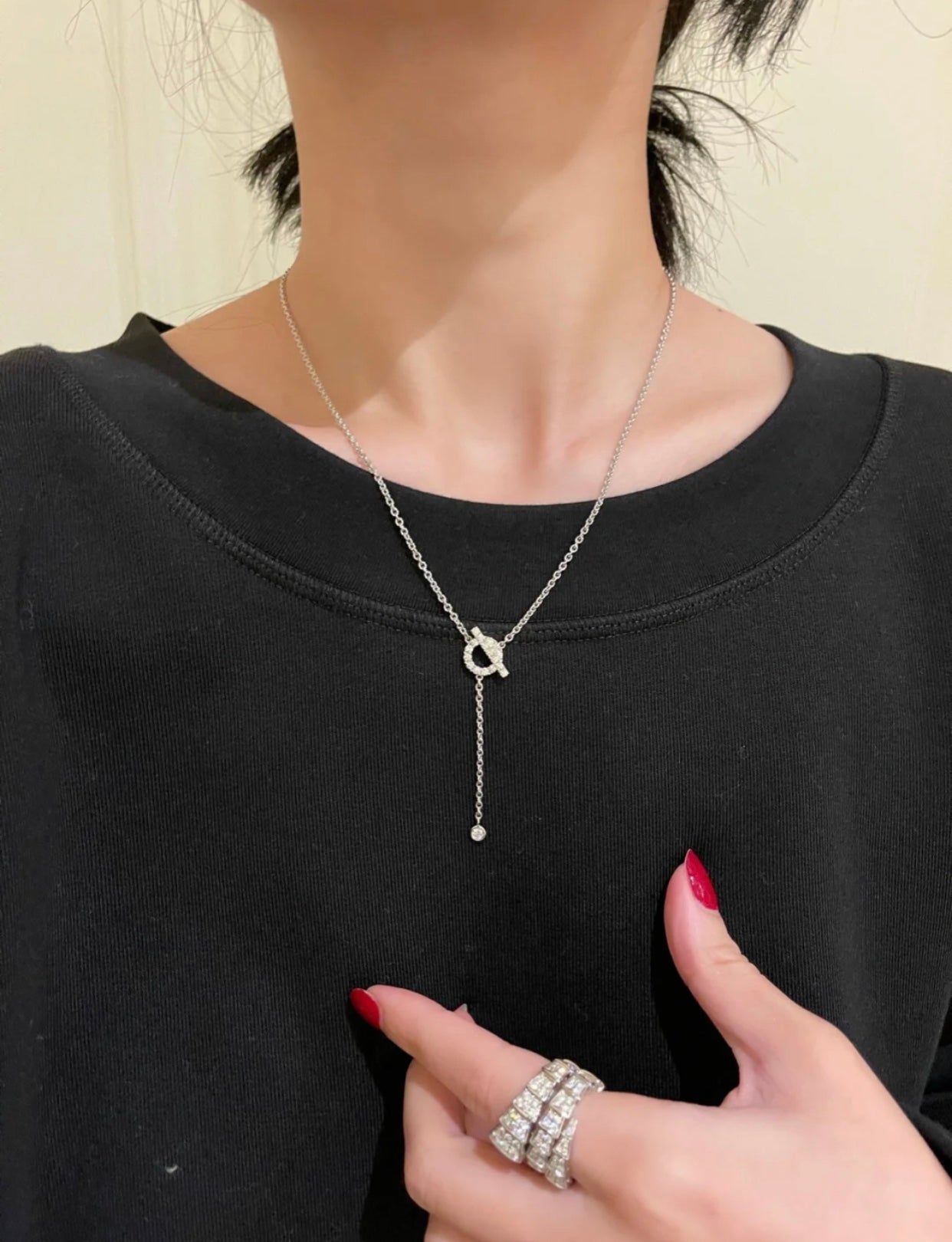 [Glow Jewelry]FINESSE SILVER DIAMOND NECKLACE